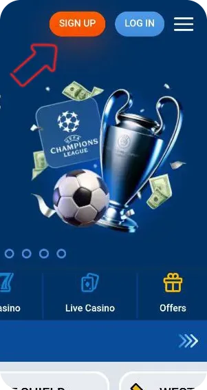 Mostbet Official Website in Bangladesh register button
